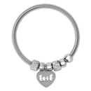 Etnico Adjustable Heart Charm Design Bracelet with Family Motif in Silver Tone for Women