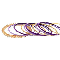 Etnico Gold Plated Traditional Handcrafted Velvet & Stone Work Bangle Chuda Set for Women/Bridal