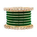 Etnico Gold Plated Traditional Velvet & Stone Embedded Bridal Bangle Set for Women (ADB571G)