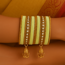 Etnico Traditional Gold Plated Handcrafted Chuda Bangle Set with Latkan Detailing for Women/Bridal (ADB572Min)