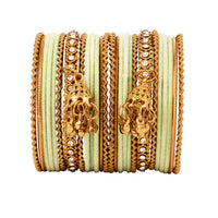 Etnico Traditional Gold Plated Handcrafted Chuda Bangle Set with Latkan Detailing for Women/Bridal (ADB572Min)