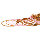 Etnico Gold Plated Traditional Handcrafted Velvet & Stone Embellished Bangles Chuda Bangle Set for Bridal/Women (ADB572Pi)