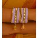 Etnico Traditional Velvet Handcrafted Jhumka Detailing Bridal Bangle Set for Women