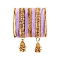Etnico Traditional Velvet Handcrafted Jhumka Detailing Bridal Bangle Set for Women