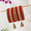 Etnico Gold Plated Traditional Handcrafted Bangles with Latkan Detailing Chuda Bangle Set for Women (ADB572Re)