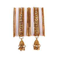 Etnico Gold Plated Traditional Handcrafted Latkan Detailing Bridal Bangle Chuda Set for Women
