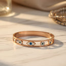 Etnico Rose Gold Plated Fashion Stylish Evil Eye Kada Bracelet for Women