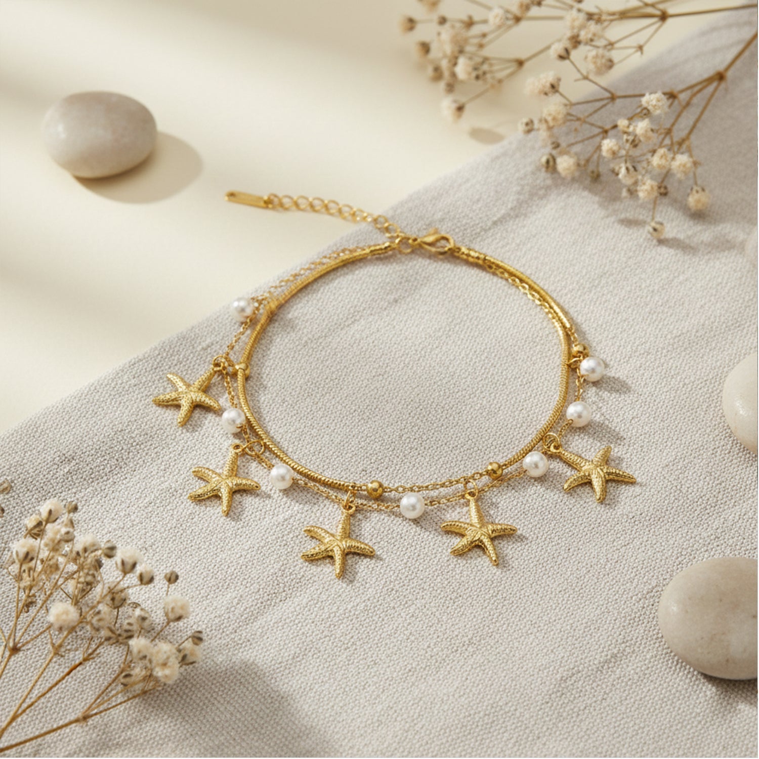 Etnico Gold Plated Fashion Stylish Starfish Charm Bracelet for Women