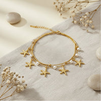 Etnico Gold Plated Fashion Stylish Starfish Charm Bracelet for Women