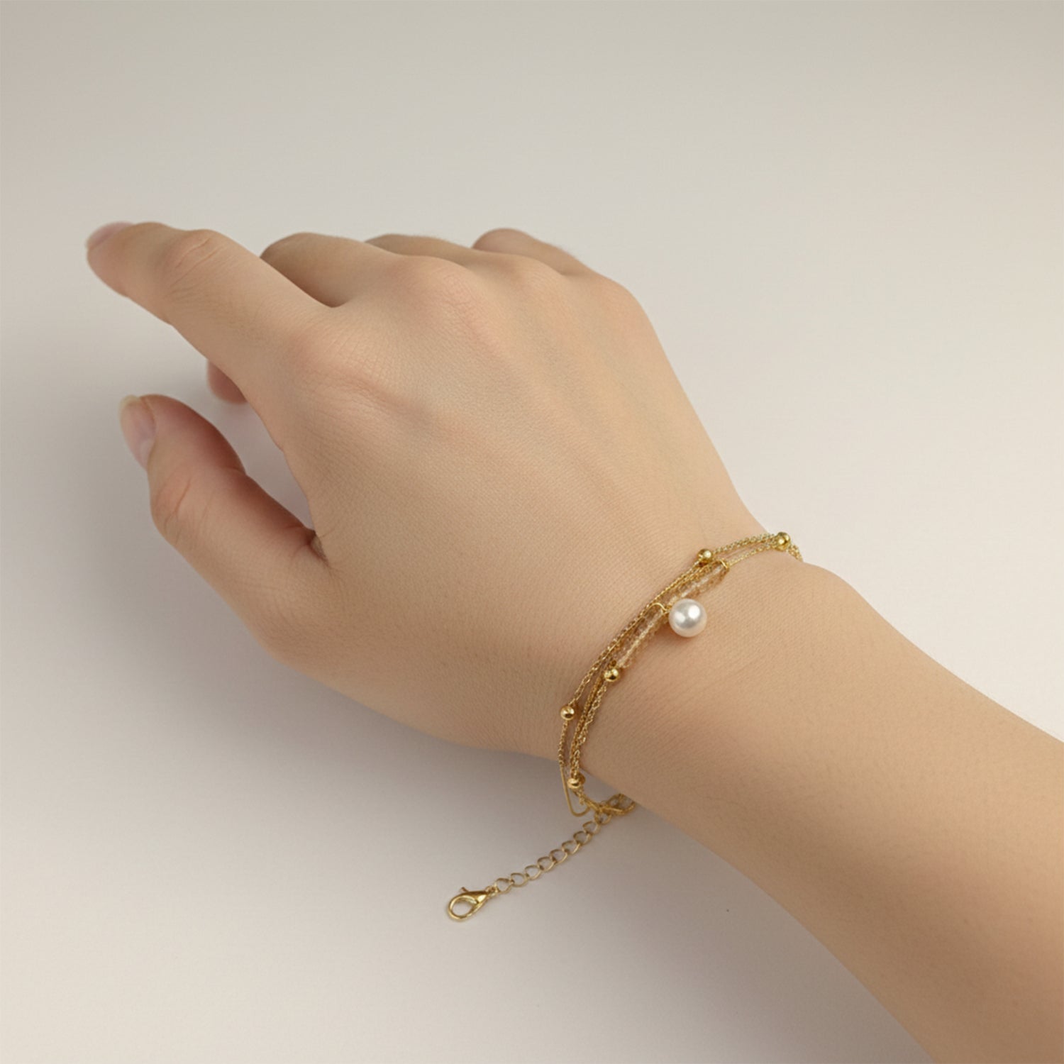 Etnico Gold Plated Fashion Stylish Layered Bead Bracelet for Women