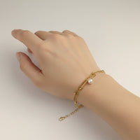 Etnico Gold Plated Fashion Stylish Layered Bead Bracelet for Women 