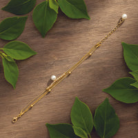 Etnico Gold Plated Fashion Stylish Layered Bead Bracelet for Women