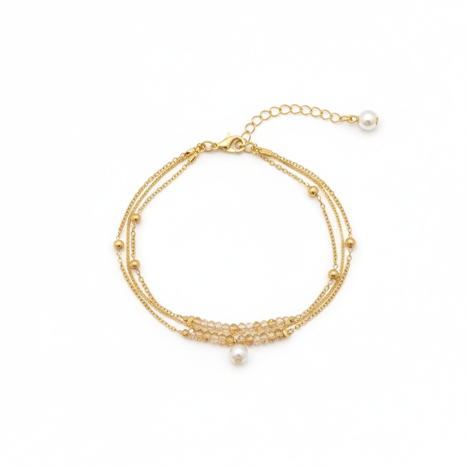 Etnico Gold Plated Fashion Stylish Layered Bead Bracelet for Women