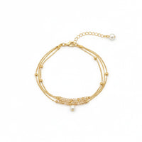 Etnico Gold Plated Fashion Stylish Layered Bead Bracelet for Women