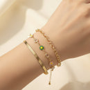 Etnico Gold Plated Fashion Stylish Layered Floral Charm Set of 3 Bracelets for Women