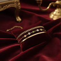 Etnico Gold Plated Fashion Stylish Layered Floral Charm Set of 3 Bracelets for Women 