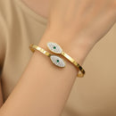 Etnico Gold Plated Fashion Stylish Twin Evil Eye Bracelet for Women