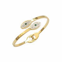 Etnico Gold Plated Fashion Stylish Twin Evil Eye Bracelet for Women