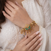 Etnico Traditional 24K Gold Plated Brass Peacock Motif Adjustable Bracelet for Women