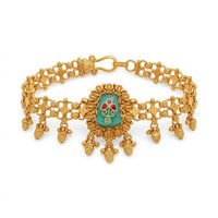 Etnico Traditional Gold Plated Brass Adjustable Bracelet with Stone Detailing for Women