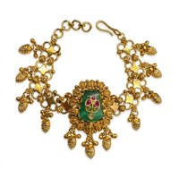 Etnico Traditional Gold Plated Brass Adjustable Bracelet with Stone Detailing for Women