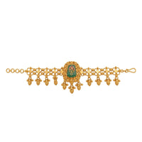Etnico Traditional Gold Plated Brass Adjustable Bracelet with Stone Detailing for Women