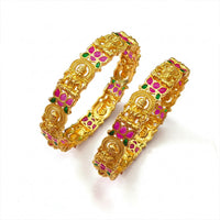 Etnico Traditional Temple Design Gold Plated Brass Bangles for Women (ADB599QG)