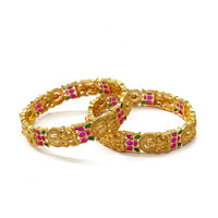 Etnico Traditional Temple Design Gold Plated Brass Bangles for Women (ADB599QG)