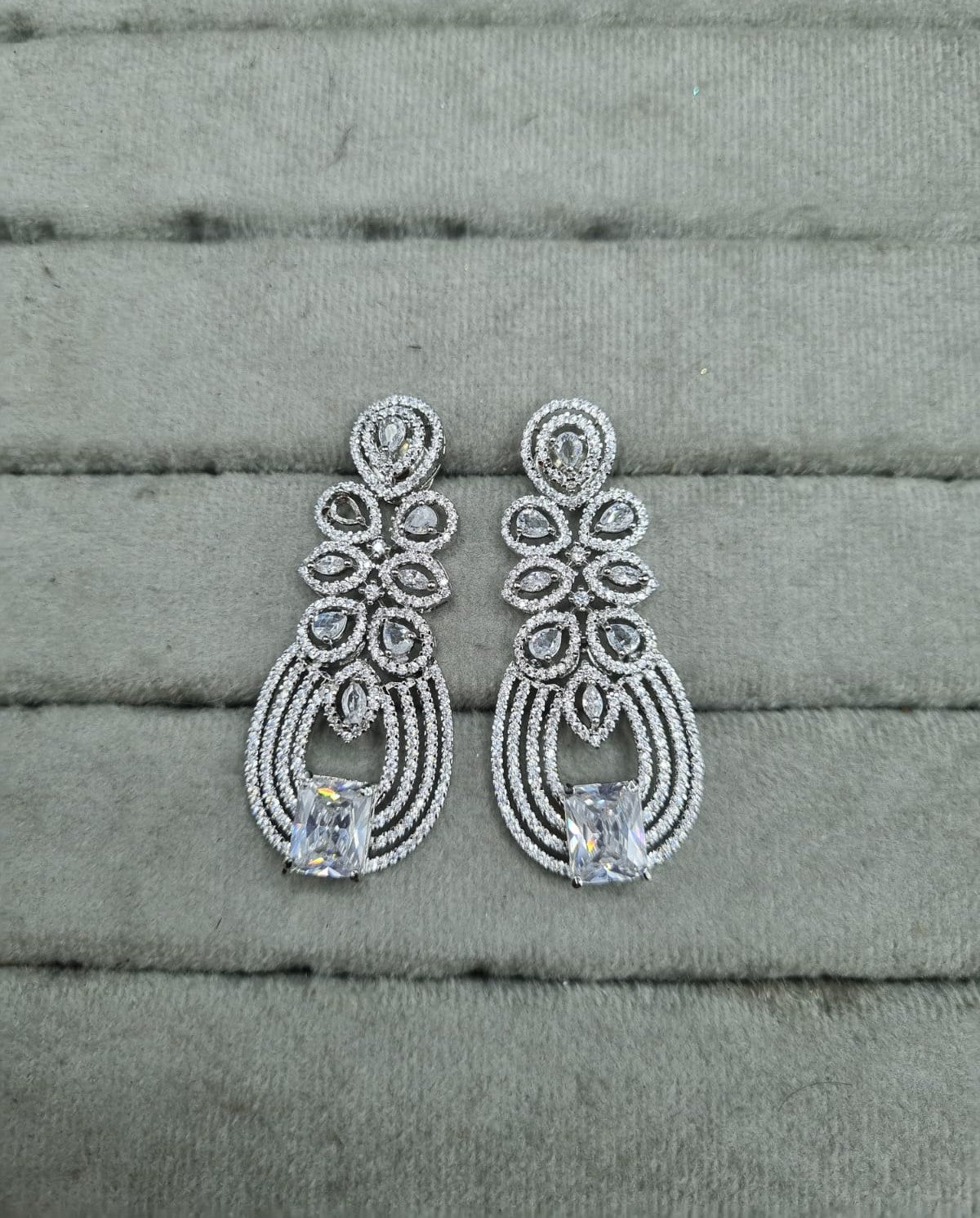 LAFZ  Rhodium-Plated High-Shine AD Earrings