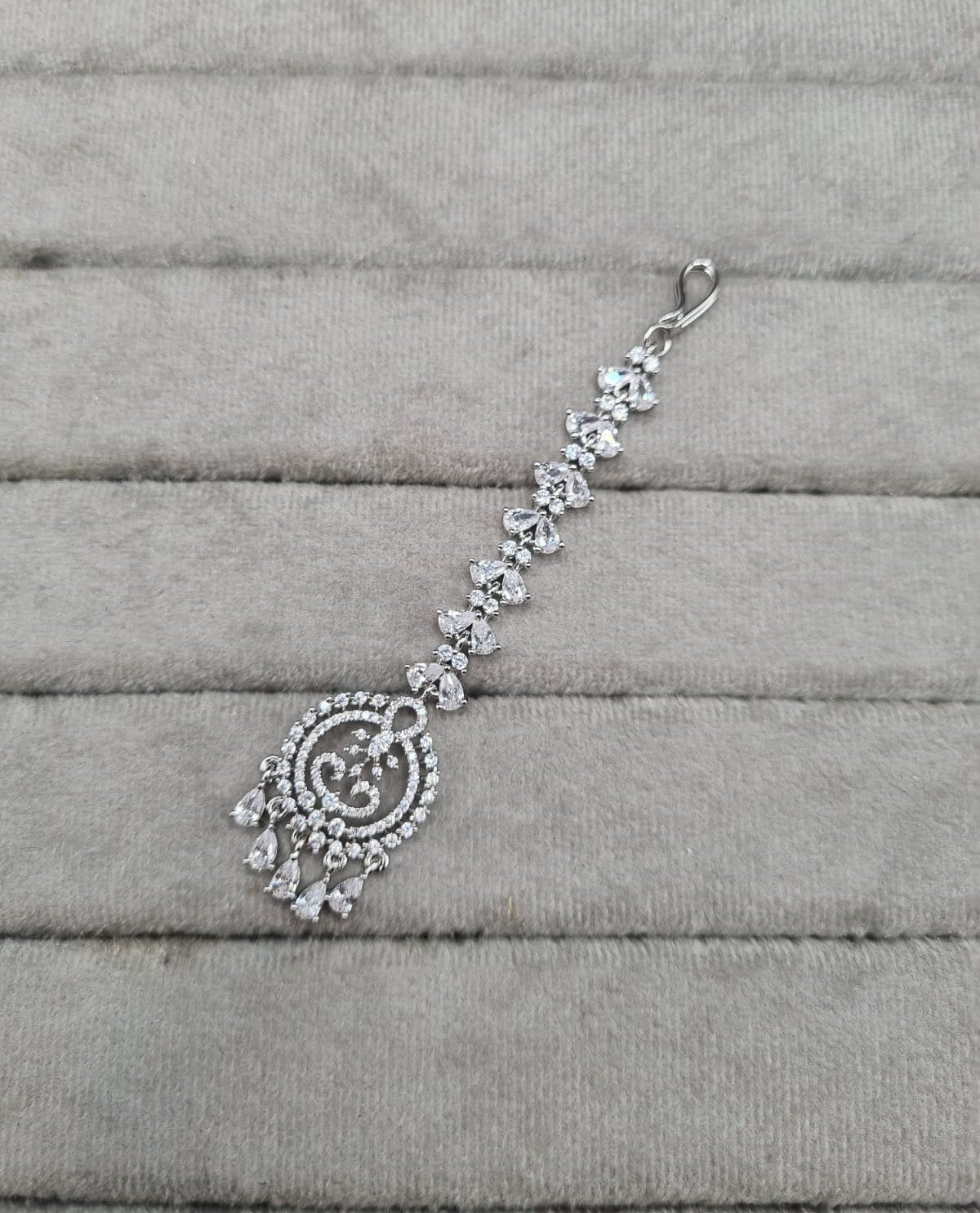 LAFZ  Elegant Silver-Plated AD Maang Tikka