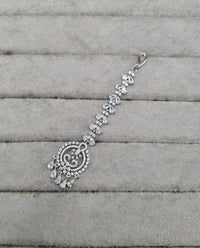 LAFZ  Elegant Silver-Plated AD Maang Tikka