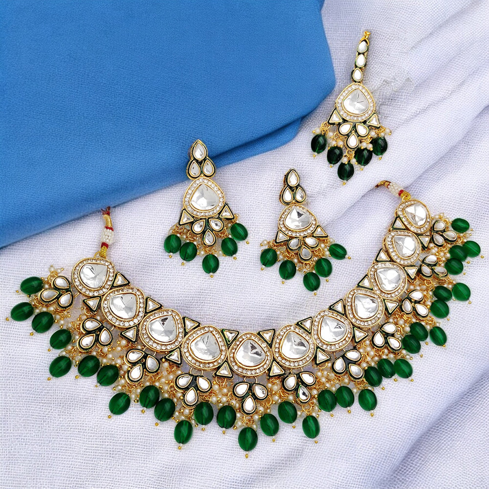 Gehana Mahal Heritage Kundan Stone Pearl And Beads Designer Necklace Set