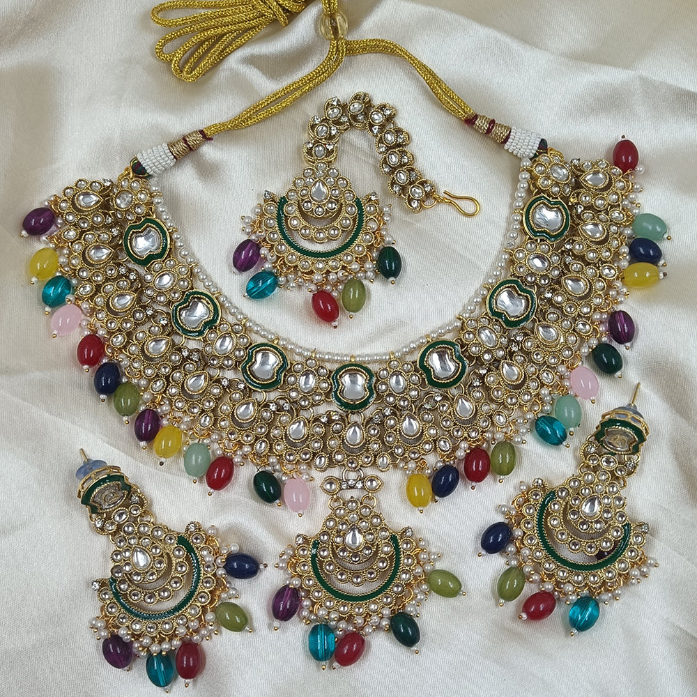 Gehana Mahal Heritage Kundan Stone Pearl And Beads Designer Necklace Set