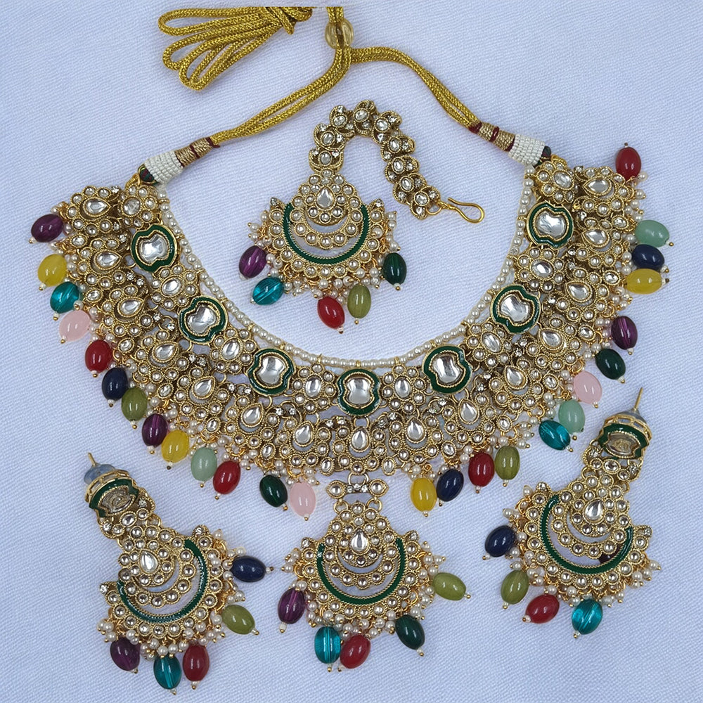Gehana Mahal Heritage Kundan Stone Pearl And Beads Designer Necklace Set