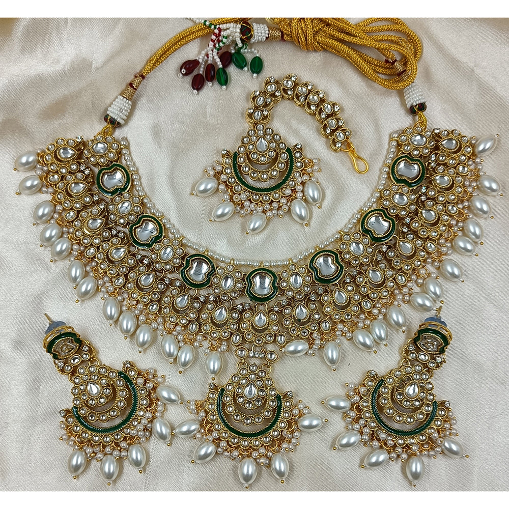 Gehana Mahal Heritage Kundan Stone Pearl And Beads Designer Necklace Set