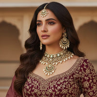 Gehana Mahal Heritage Kundan Stone Pearl And Beads Designer Necklace Set