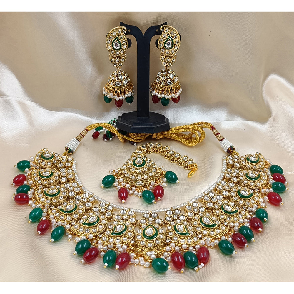 Gehana Mahal Heritage Kundan Stone Pearl And Beads Designer Necklace Set