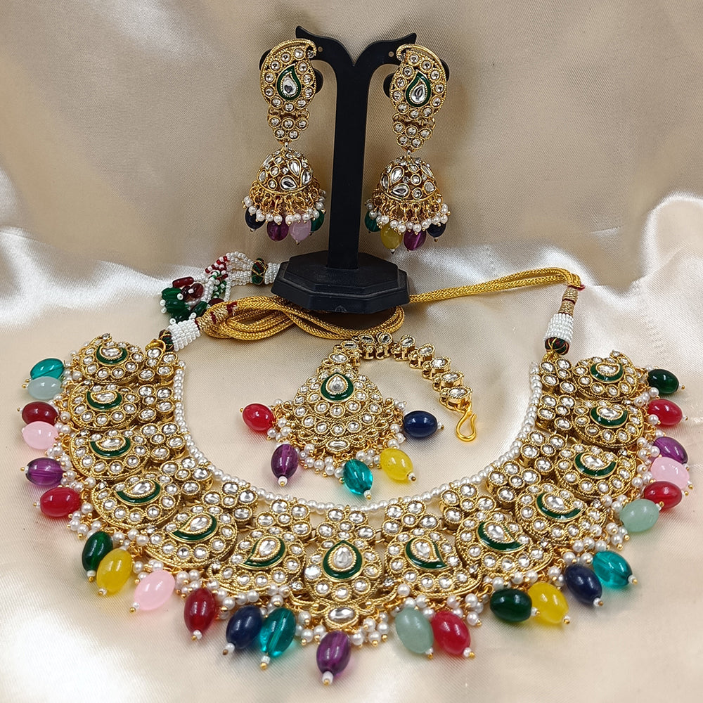 Gehana Mahal Heritage Kundan Stone Pearl And Beads Designer Necklace Set
