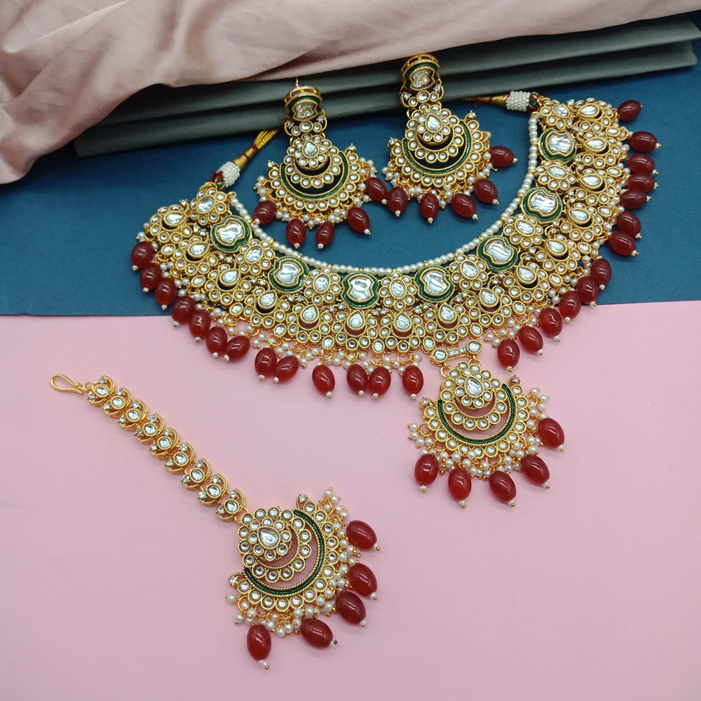 Gehana Mahal Heritage Kundan Stone Pearl And Beads Designer Necklace Set