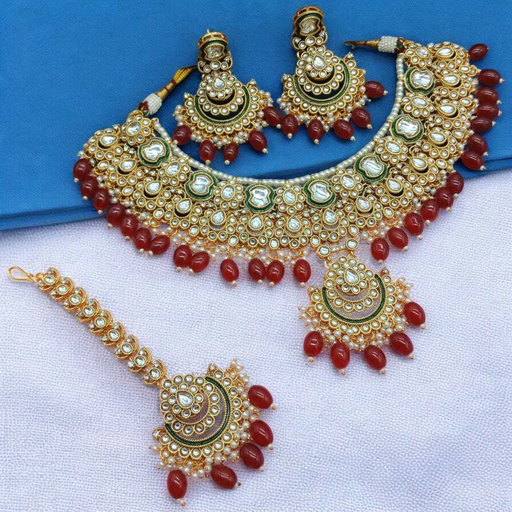 Gehana Mahal Heritage Kundan Stone Pearl And Beads Designer Necklace Set