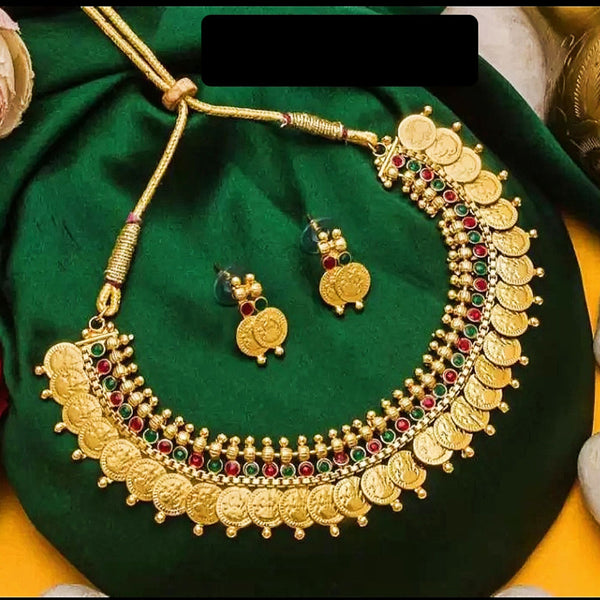 Kavyanjali Jewels Gold Plated Pota Stone Necklace Set