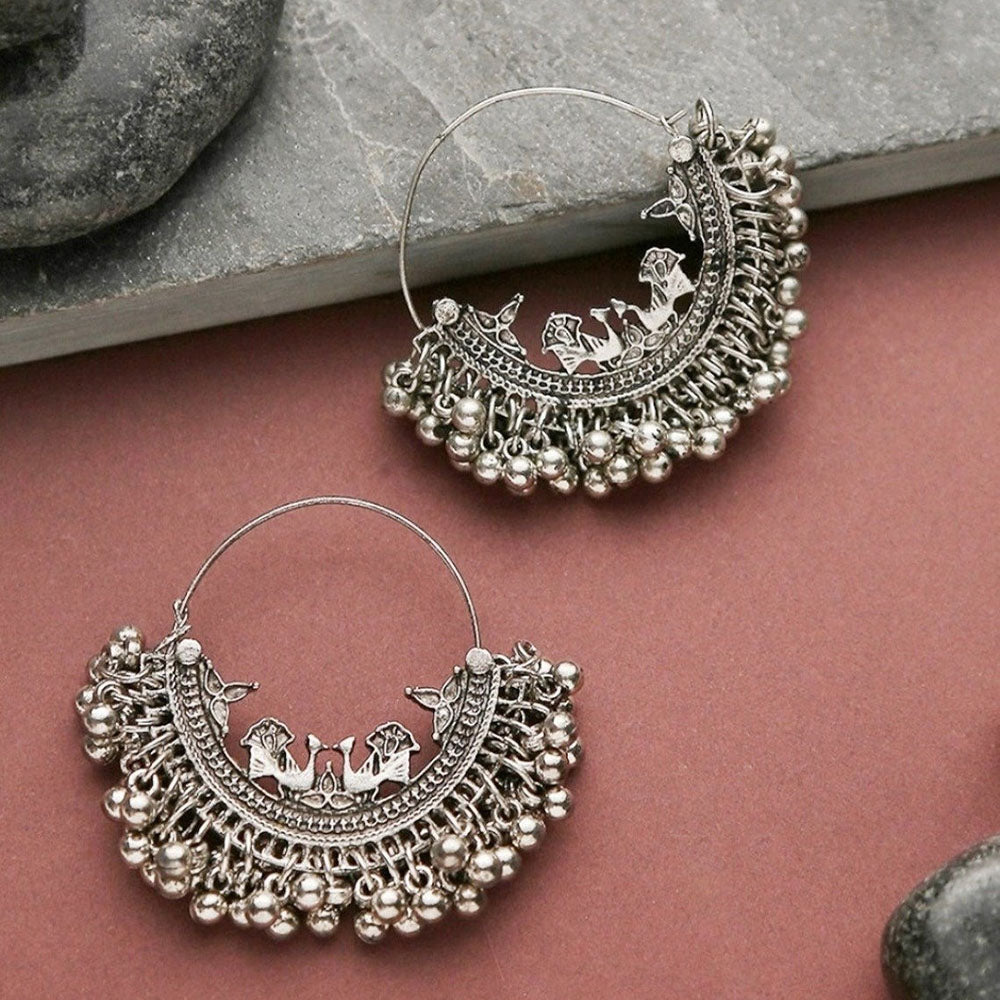 Bevy Pearls Vintage Style Oxidised Ghungroo Bali Earrings (Pack of 3)