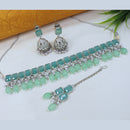 LALSO  Rhodium plated Necklace Jewelry Set With Maangtika