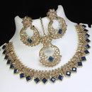 LALSO Stunning Montana  Gold plated AD/Zircon Work Necklace Jewelry Set With Maangtika