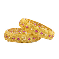 Raddhi Jewels Designer Premium Quality Rajwadi Gold Plated Brass Openable Kada/Bangles Set