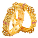 Raddhi Jewels Designer Premium Quality Rajwadi Gold Plated Brass Openable Kada/Bangles Set