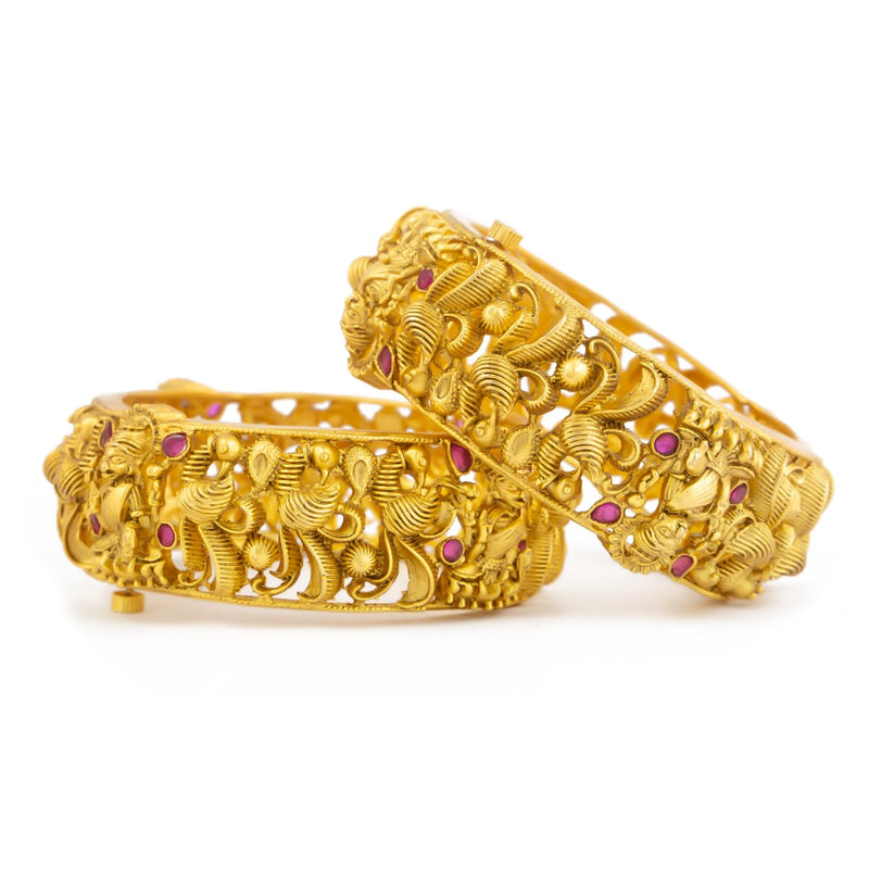 Raddhi Jewels Designer Premium Quality Rajwadi Gold Plated Brass Openable Kada/Bangles Set