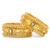 Raddhi Jewels Designer Premium Quality Rajwadi Gold Plated Brass Openable Kada/Bangles Set