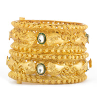 Raddhi Jewels Designer Premium Quality Rajwadi Gold Plated Brass Openable Kada/Bangles Set