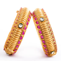 Raddhi Jewels Designer Premium Quality Rajwadi Gold Plated Brass Openable Kada/Bangles Set